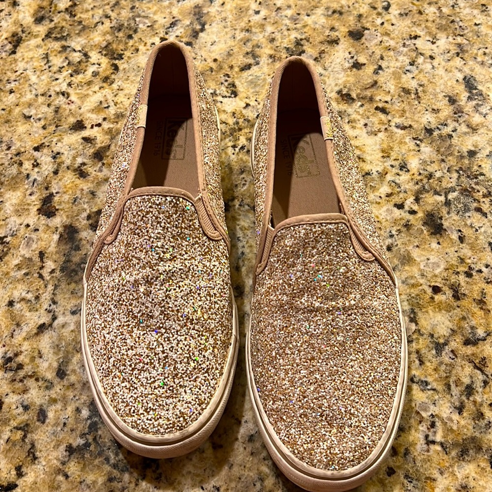 Keds Kate Spade Gold Glitter Double Decker Slip On Gem